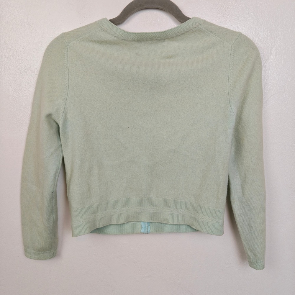 Boden Womens Sweater Small Mint Green 100% Cashmere Cropped Button Up Cardigan - Picture 6 of 9